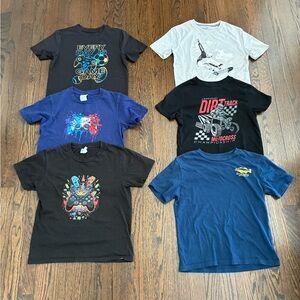 Lot of 6 Gamer Motocross Fishing Skateboard Graphic Kids T-Shirts 7/8